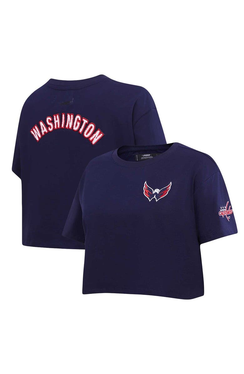 PRO STANDARD Women's Pro Standard Navy Washington Capitals Classic Boxy Cropped T-Shirt, Main, color, 