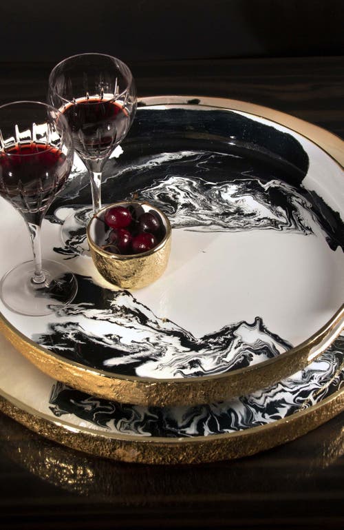 Lunares Bianco Nero Serving Trays In White