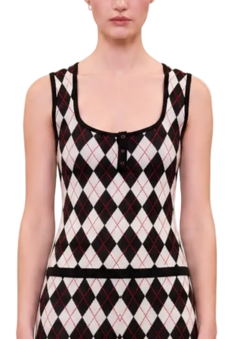 Daydreamers Argyle Sleeveless Knit Top, Alternate, color, BLACK
