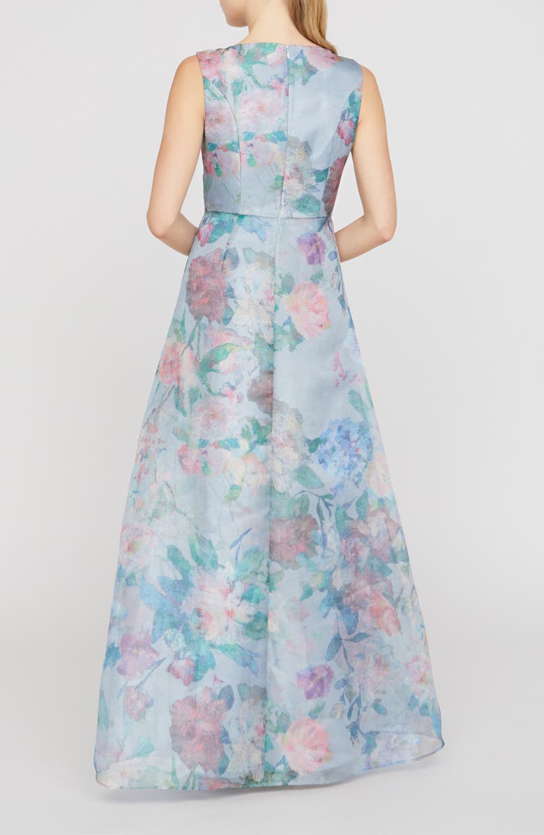 Kay Unger Merida Floral Print Sleeveless Gown, Alternate, color, Spring Mist