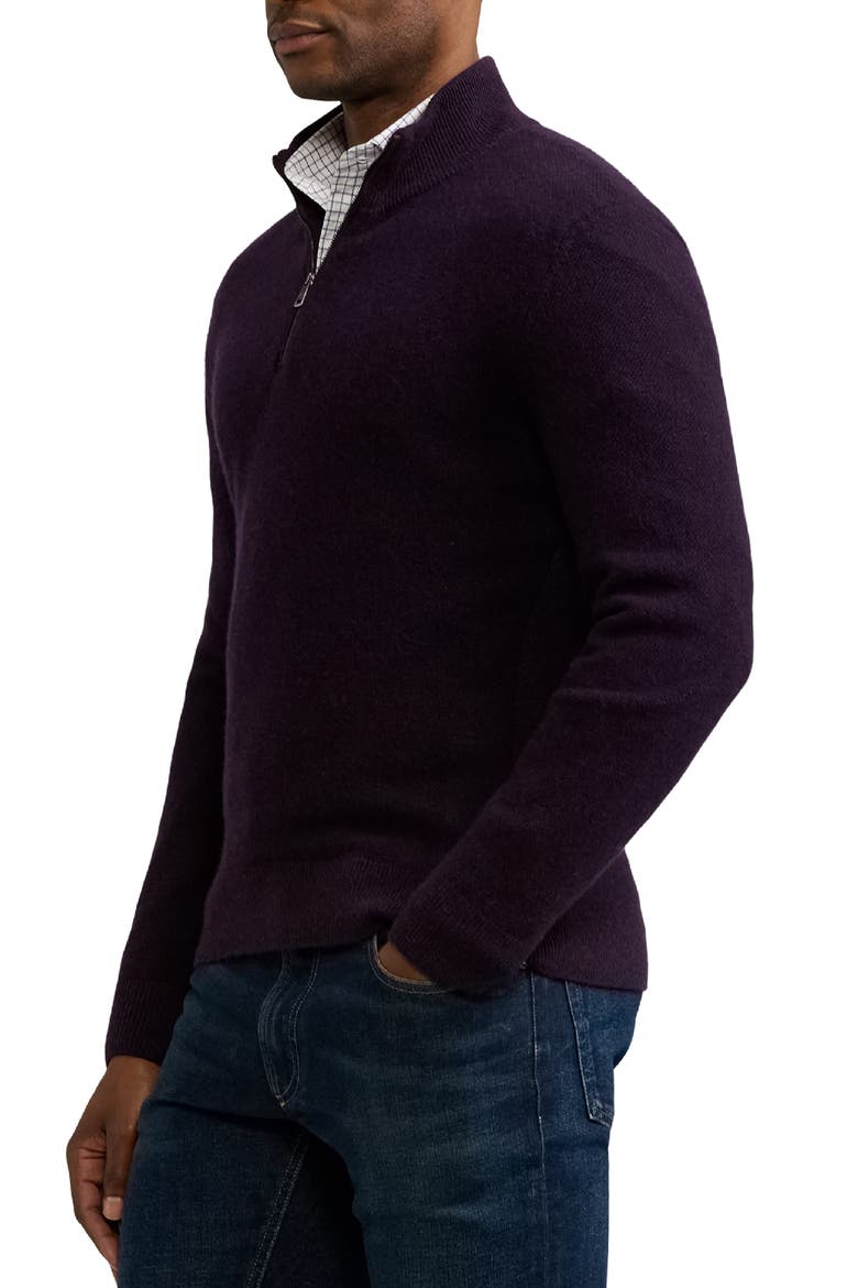Cashmere Bird's Eye Half Zip Sweater, Alternate, color, MANOR PURPLE MULTI