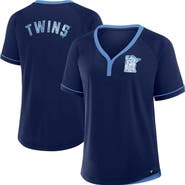 FANATICS Women's Fanatics Navy Minnesota Twins Cooperstown Collection League Diva Raglan V-Neck T-Shirt