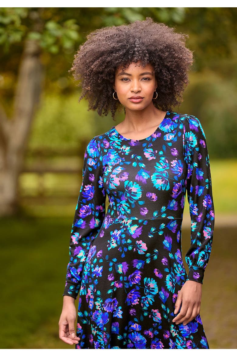 Stretch Knit A Line Midi Dress, Alternate, color, ELECTRIC BLOOM