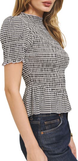 Aggie Smocked Peplum Organic Cotton Blend Top