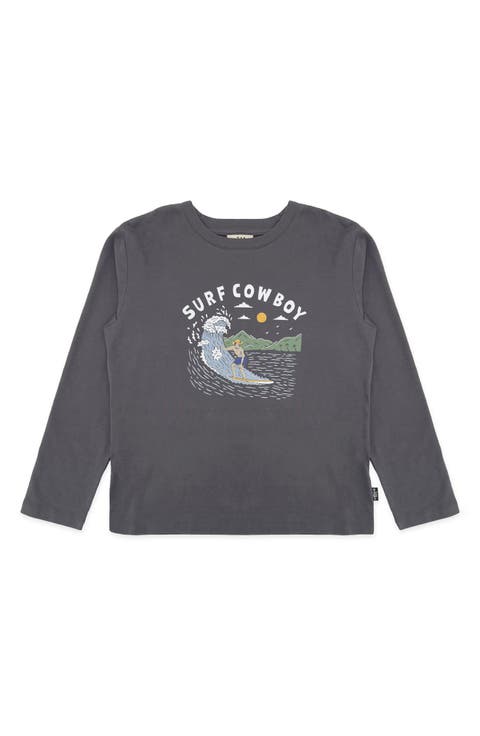 Surf Cowboy Long Sleeve Cotton Graphic T-Shirt