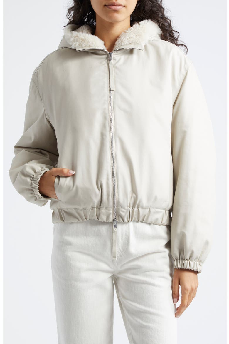 Faux Fur Lined Bomber Jacket, Main, color, CERAMIC