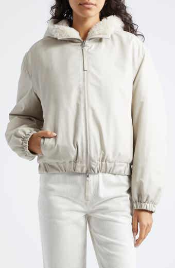 Vince Faux Fur Lined Bomber Jacket