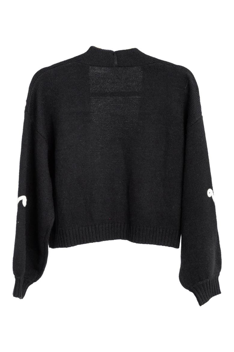 Floral Squiggle Crop Cardigan, Alternate, color, BLACK