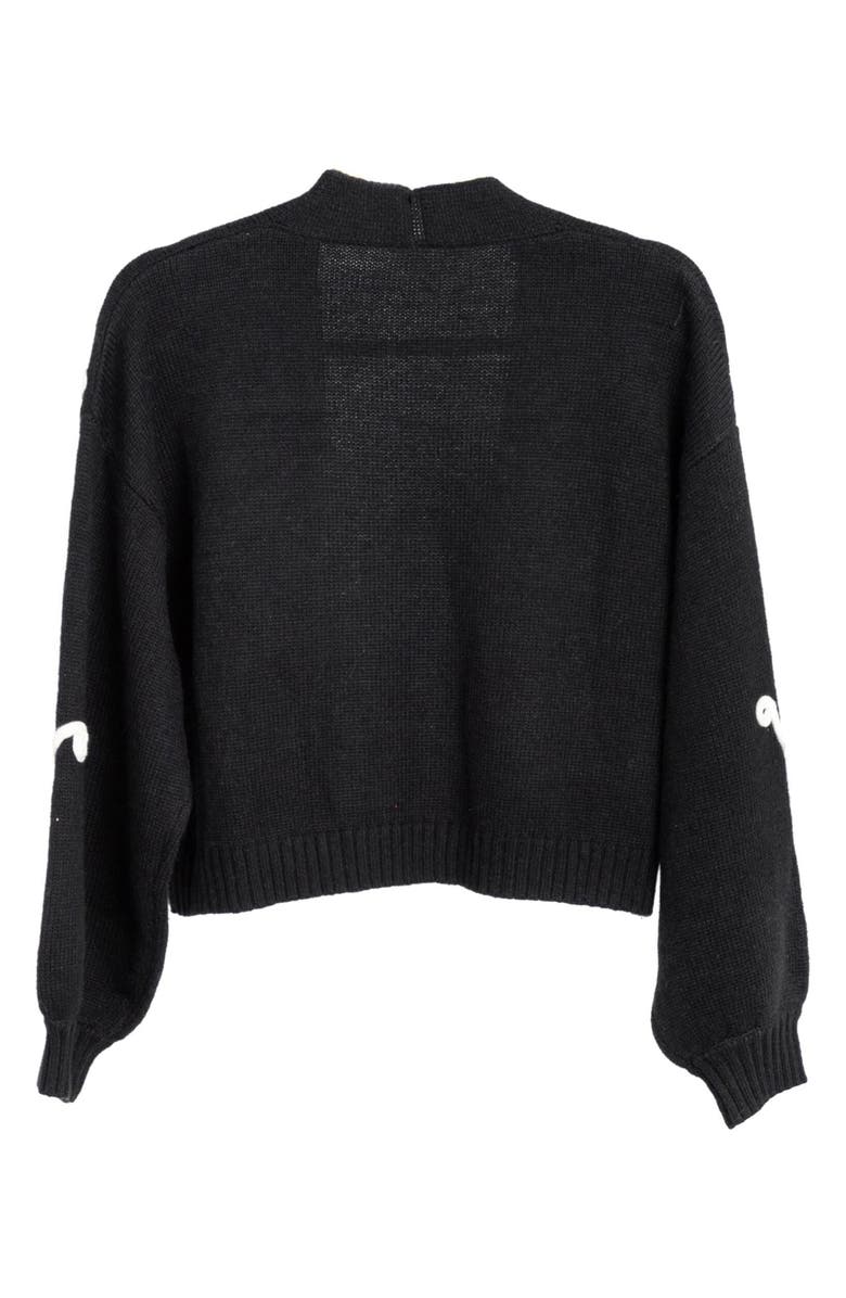 SAACHI Floral Squiggle Crop Cardigan, Alternate, color, Black