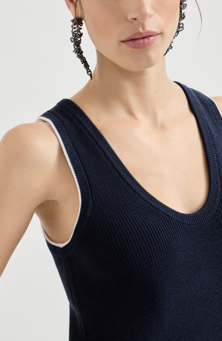Brunello Cucinelli Cotton ribbed knit top, Alternate, color, Blue