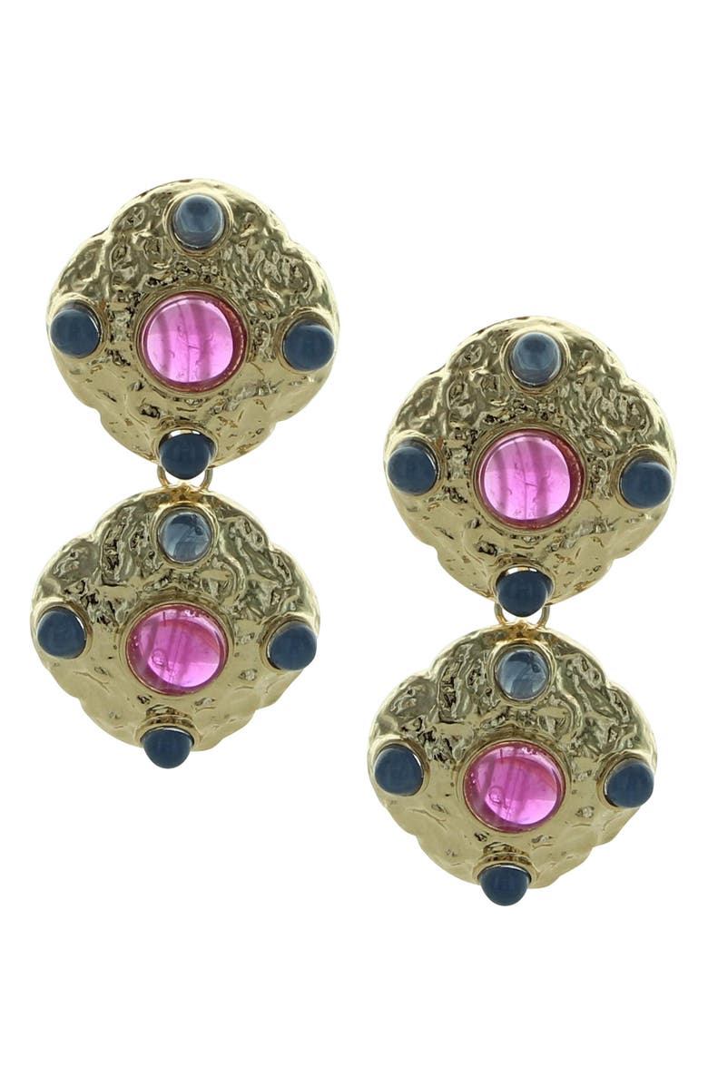 OLIVIA WELLES Aileen Drop Earrings, Main, color, Gold / Pink Blue Multi