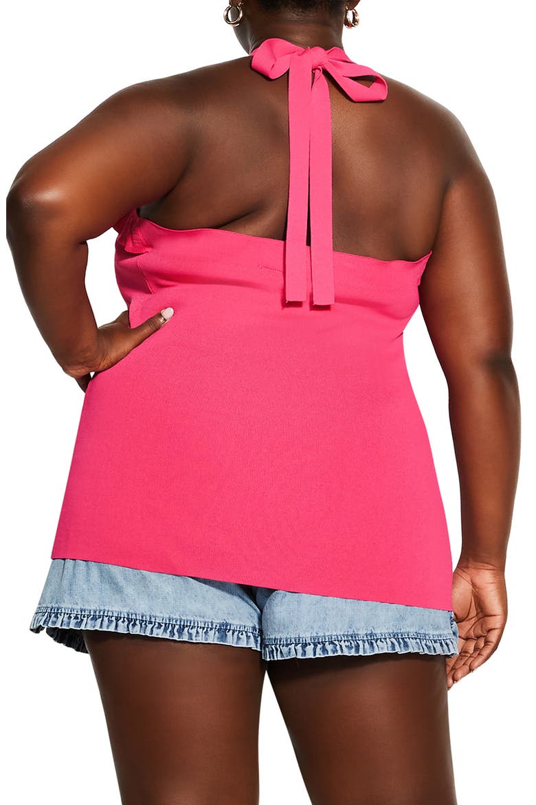 Ruffle Trim Knit Halter Top, Alternate, color, VIBRANT PINK