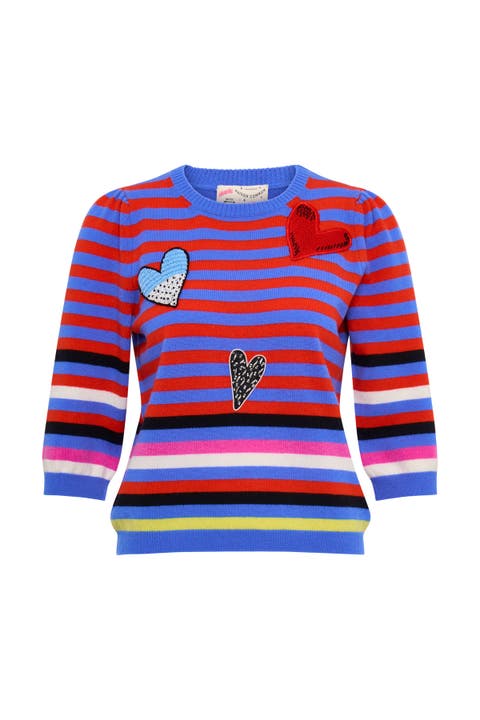 Multi Colored Striped Pullover With Application