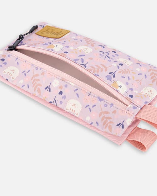 Deux Par Deux Double Pencil Case Retro Flower In Purple