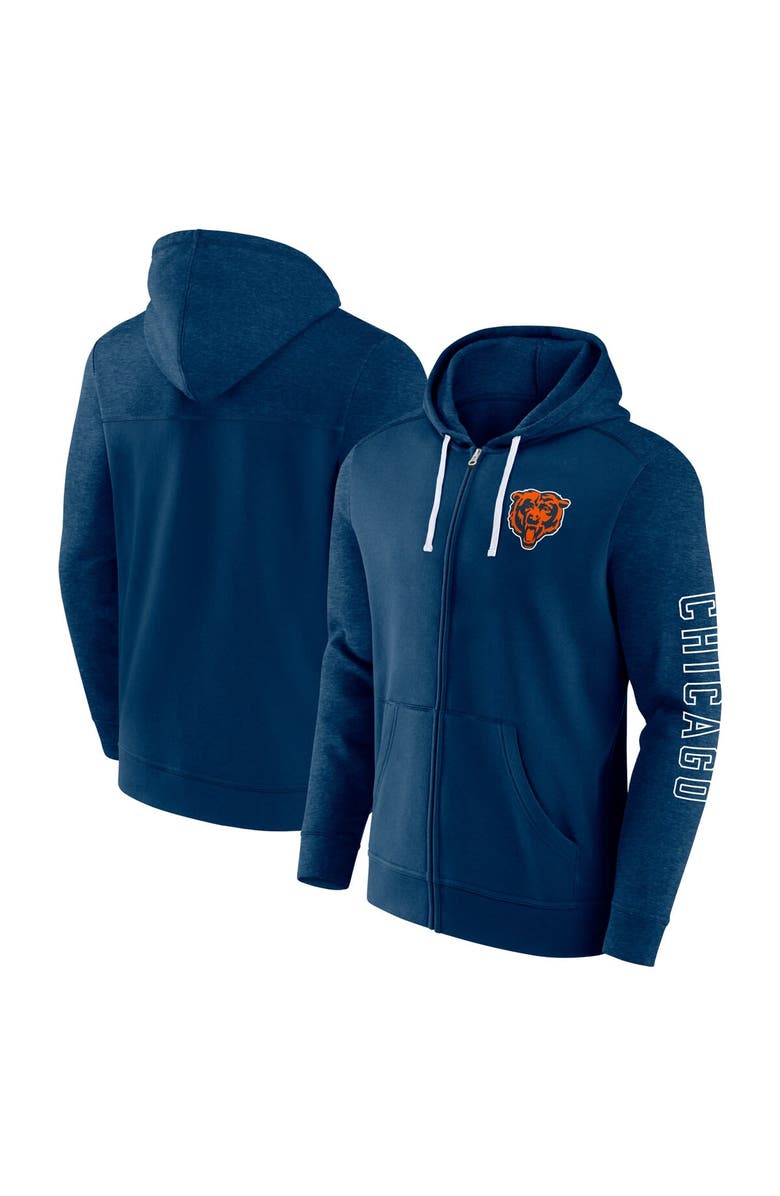 FANATICS Men's Fanatics Branded  Navy Chicago Bears Offensive Lineup Hoodie Full-Zip Hoodie, Main, color, 