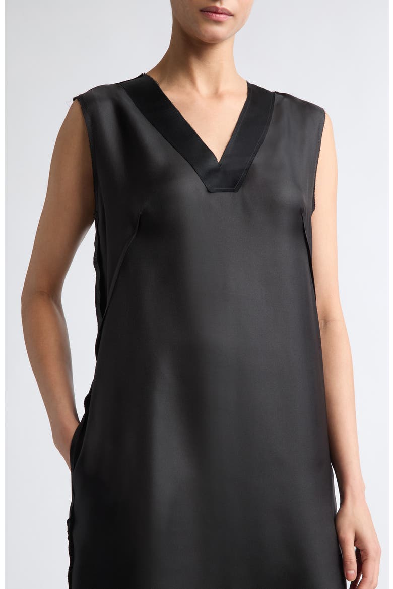 Silk Satin Midi Dress, Alternate, color, BLACK