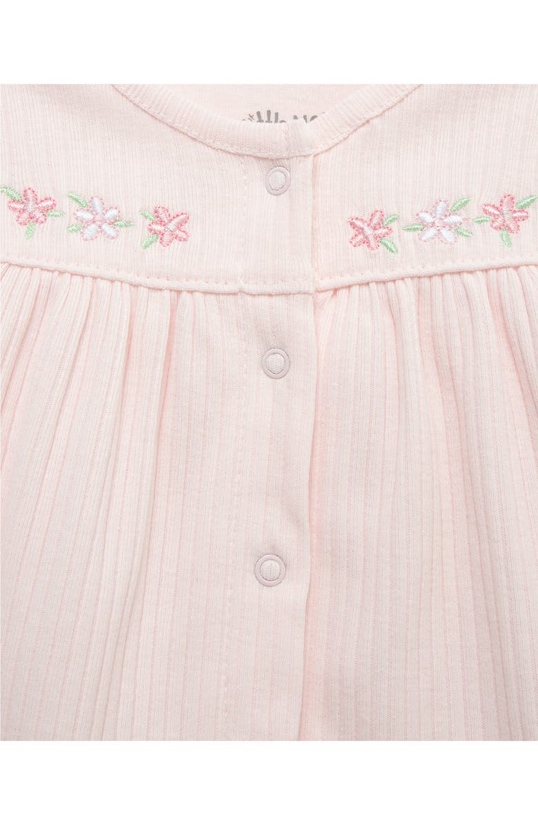 Little Me Pretty Floral Organic Cotton Cardigan, Pants & Hat Set, Alternate, color, Pink