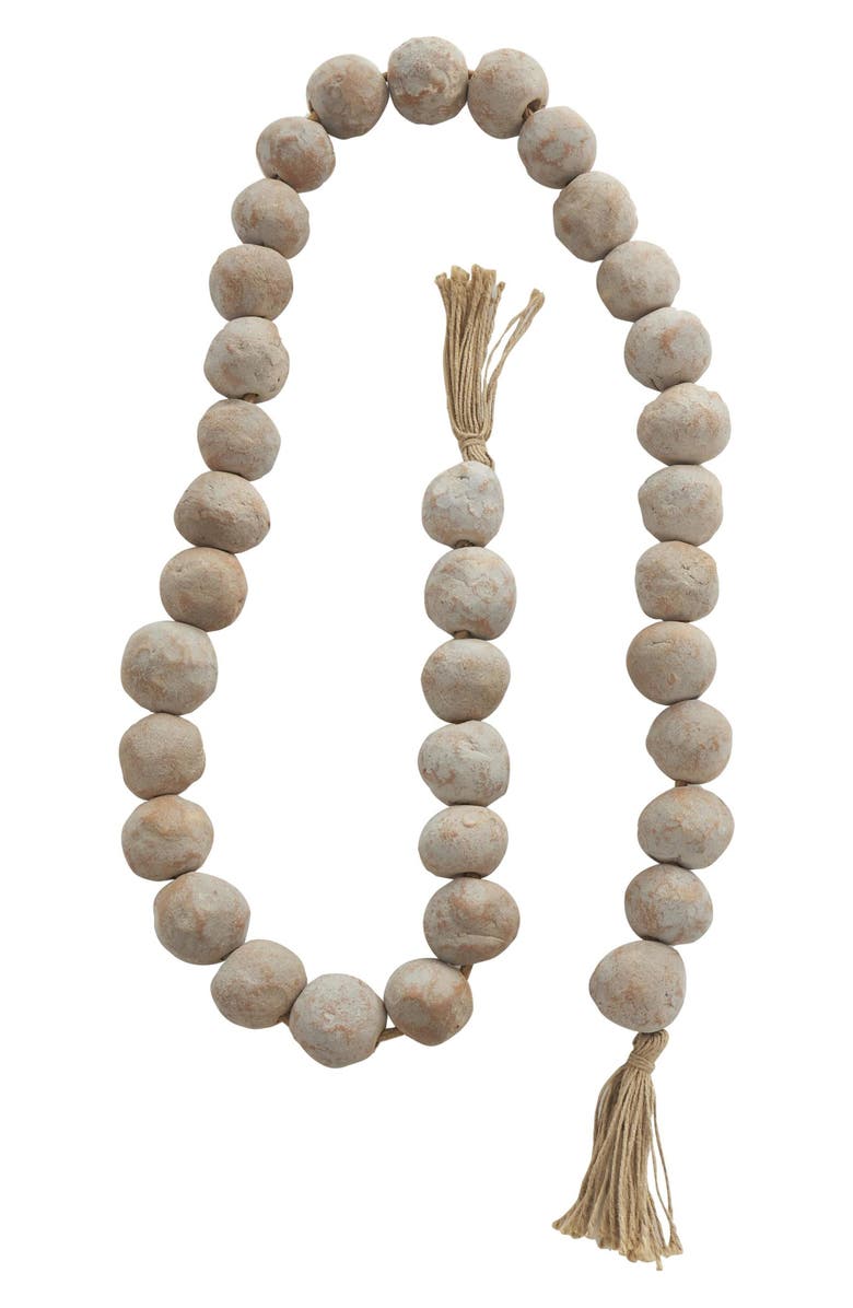 WILLOW ROW Bohemian Ceramic Beaded Tassel Garland, Alternate, color, Beige