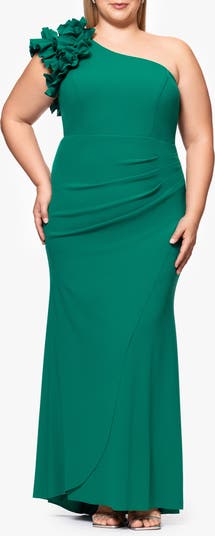 LESET Rio One Shoulder Maxi Dress in Black in Ponte