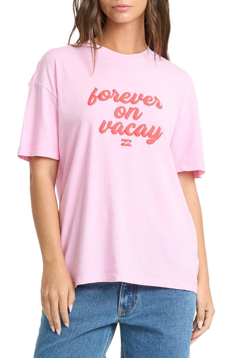 Billabong Vacay Forever Graphic Cotton Jersey T-Shirt, Main, color, Prism Pink