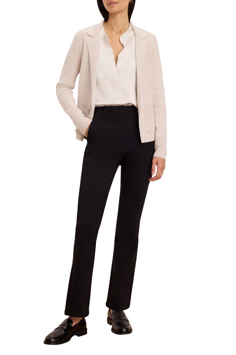 Knit Cotton Blend One-Button Blazer, Alternate, color, SUGAR COOKIE