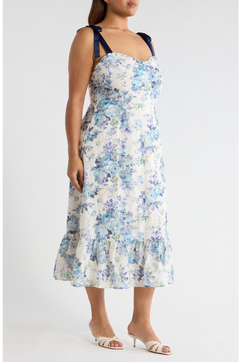 Majesty Villa Garden Floral Sundress, Alternate, color, WHITE-BLUE
