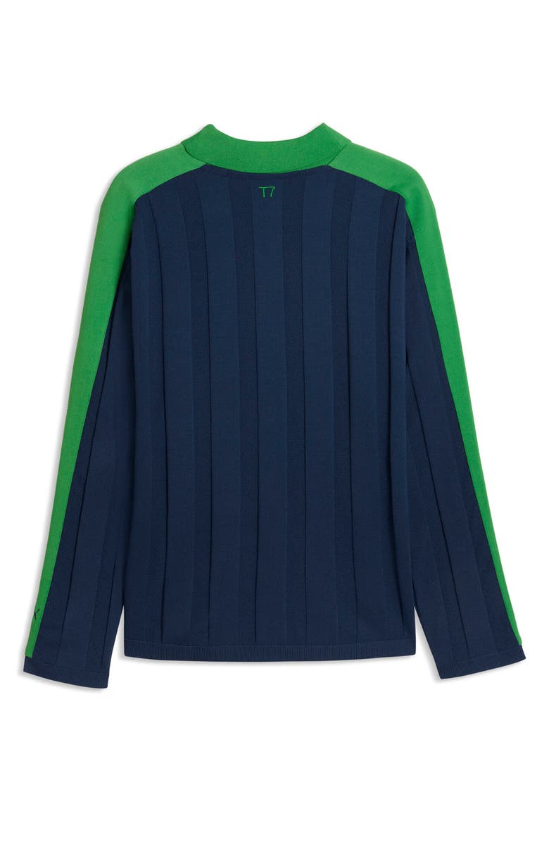 PUMA T7 Rib Long Sleeve Polo, Alternate, color, Blue Jewel