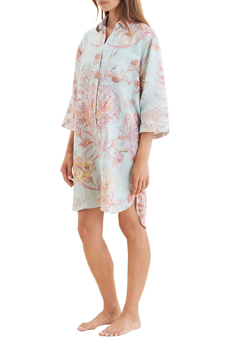 Papinelle Coco Resort Linen Nightshirt, Alternate, color, 