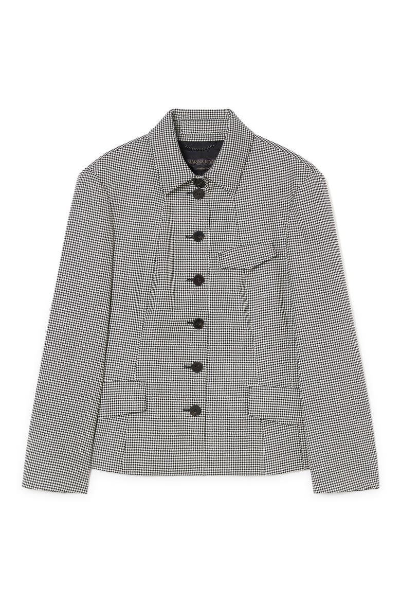 Teglia Houndstooth Virgin Wool Twill Jacket, Alternate, color, BLACK/ WHITE