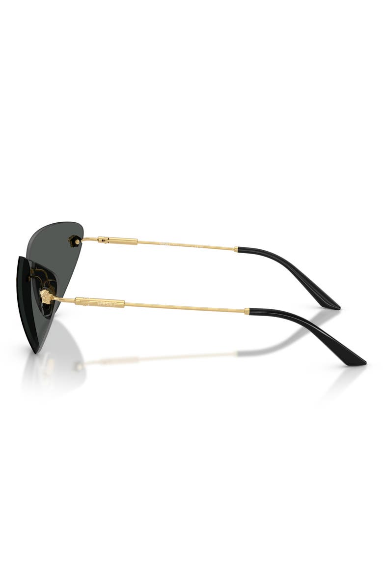 Versace 64mm Oversize Rimless Gradient Cat Eye Sunglasses, Alternate, color, Gold/ Dark Grey