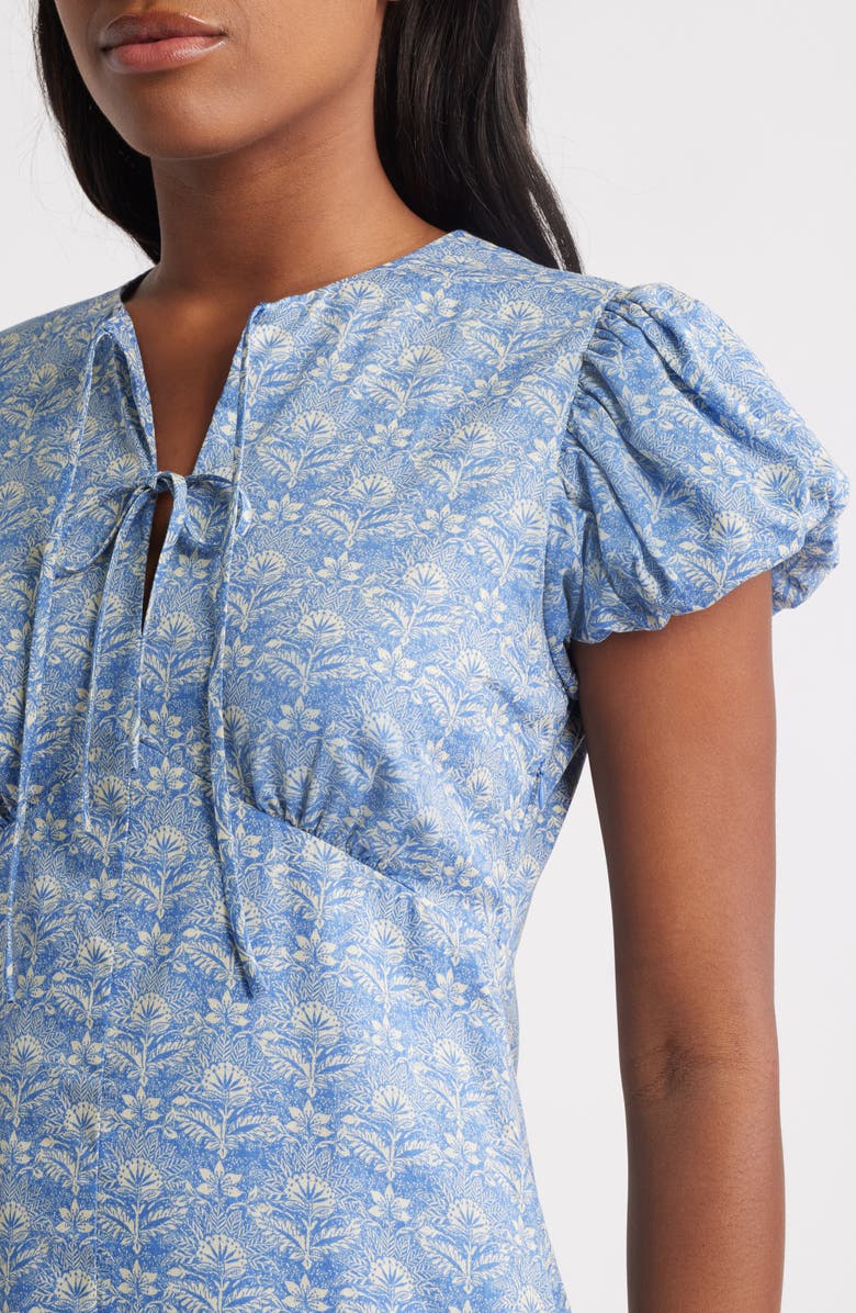 Charles Henry Damask Floral Cotton Midi Dress, Alternate, color, Blue Damask