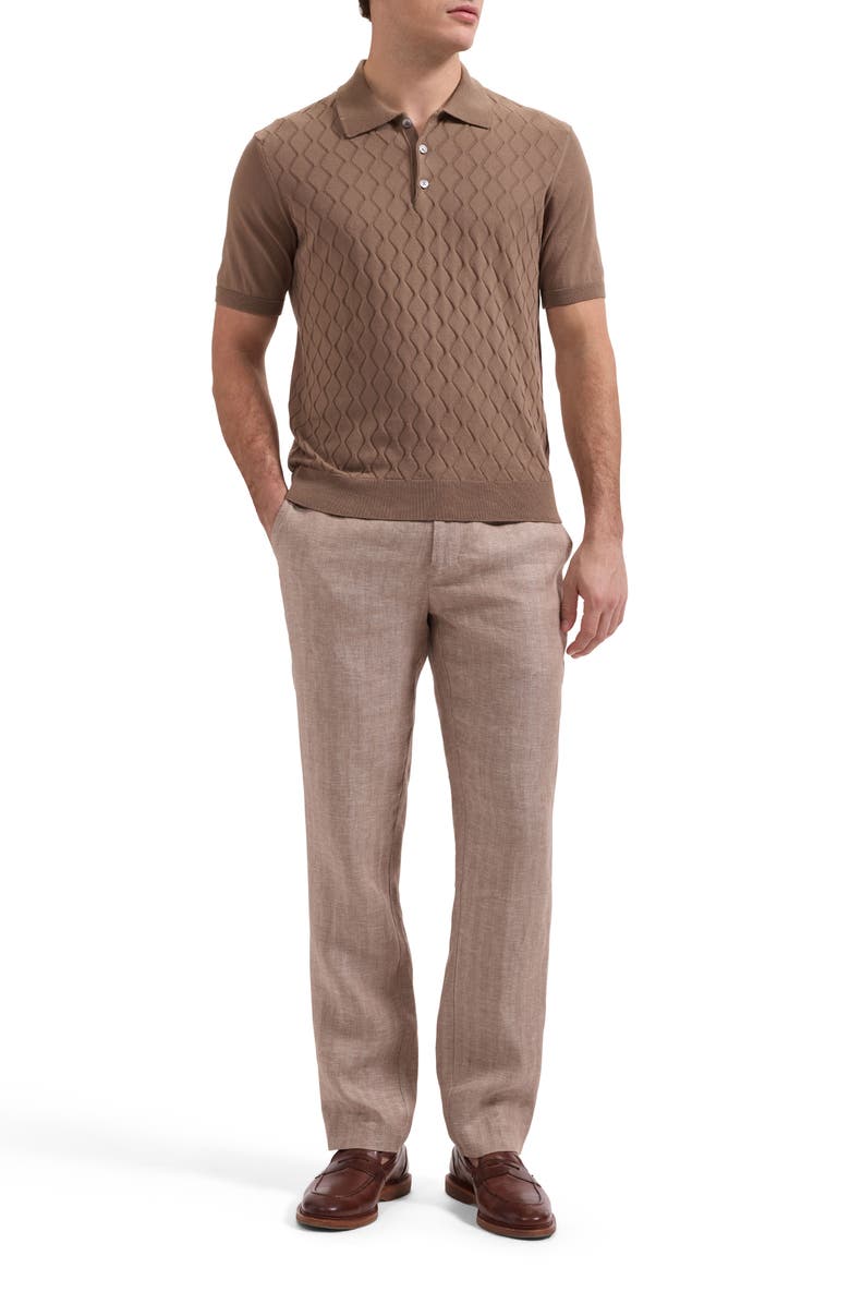 Bugatchi Wave Stitch Cotton Knit Polo, Alternate, color, Taupe