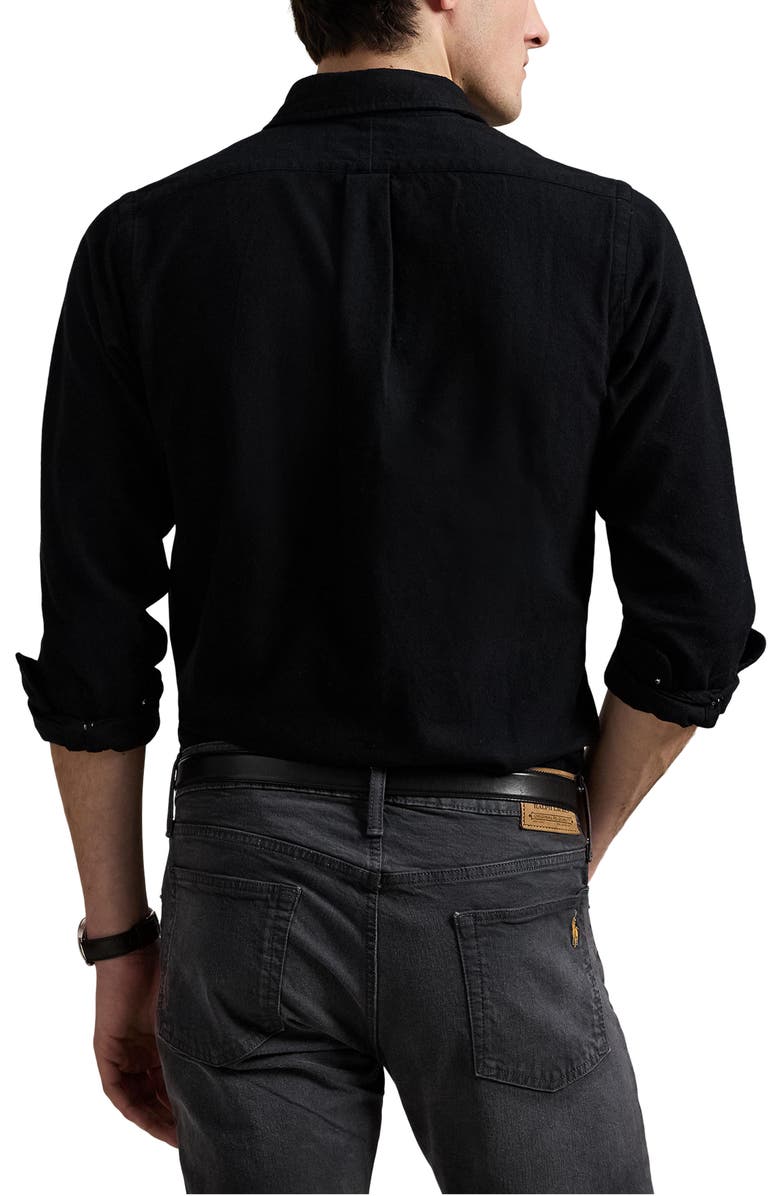 Polo Ralph Lauren Brushed Flannel Button-Down Shirt, Alternate, color, Polo Black