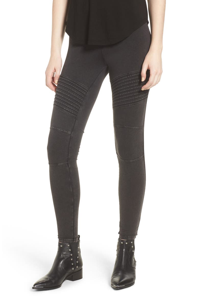 Washed Moto Leggings, Main, color, BLACK