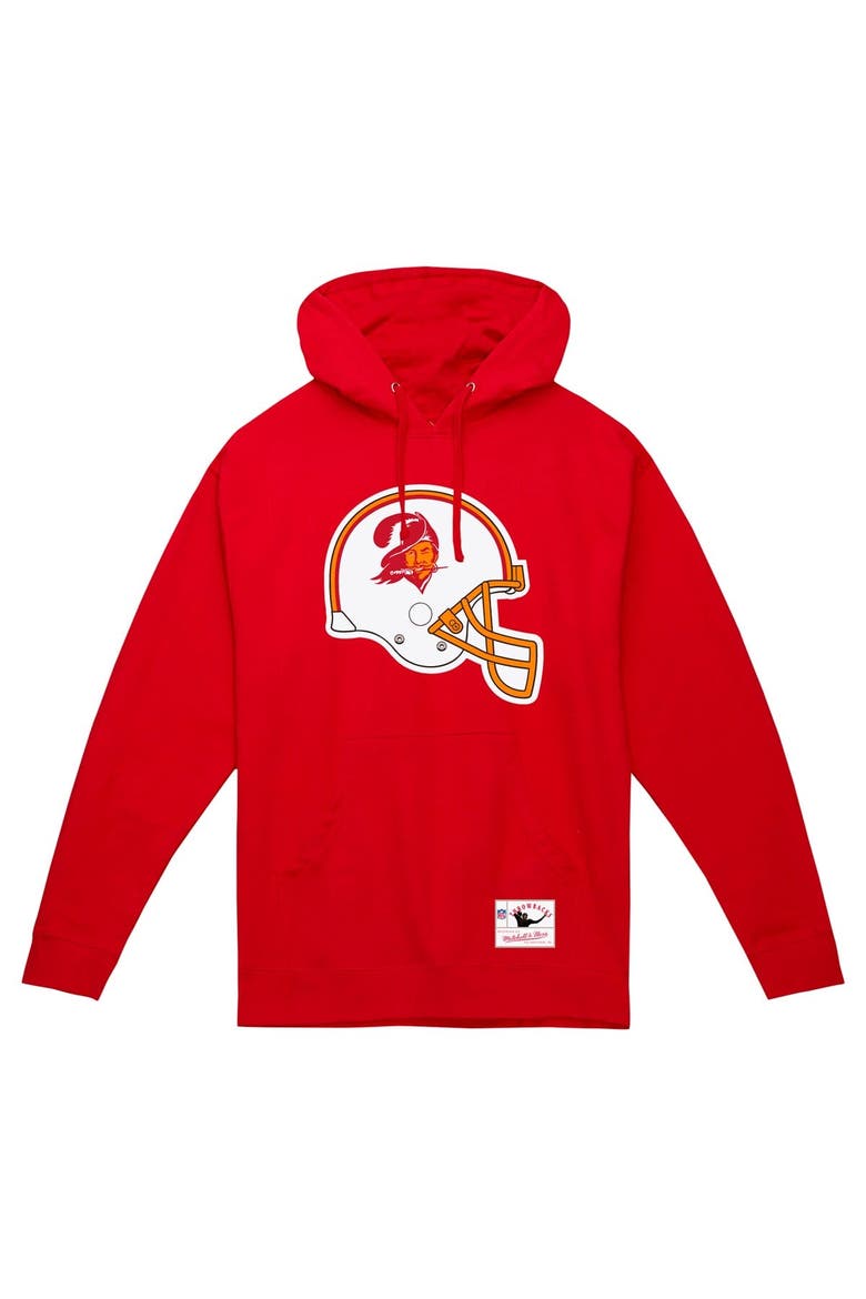 Men's Mitchell & Ness Red Tampa Bay Buccaneers Helmet Logo Vintage Pullover Hoodie, Alternate, color, Red