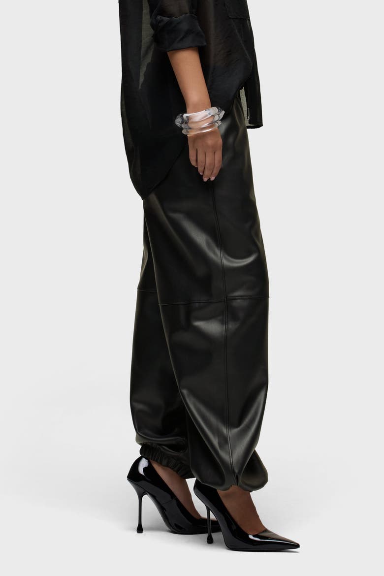 Vegan Leather Balloon Jogger, Alternate, color, BLACK