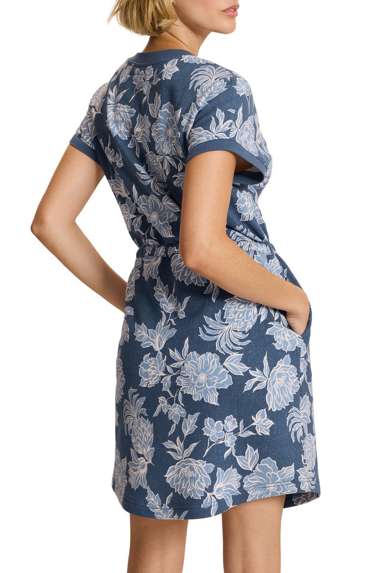 Marina Del Mar Print Tie Waist Dress, Alternate, color, DK BLUESTONE