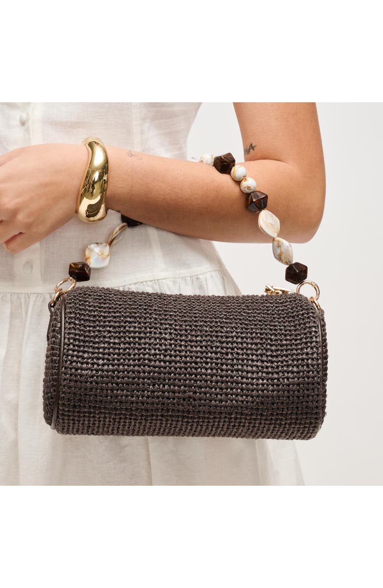 URBAN EXPRESSIONS HANDBAGS Rachel - Straw Clutch, Alternate, color, Chocolate