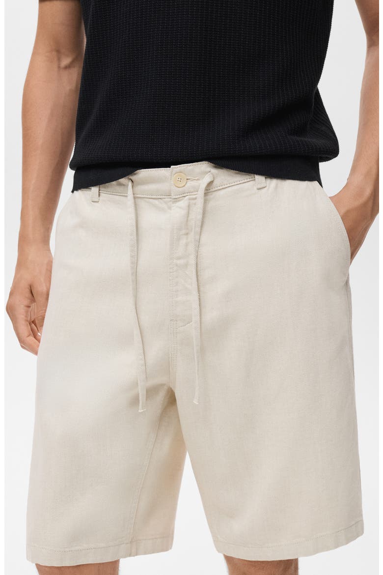 Drawstring Cotton & Linen Bermuda Shorts, Alternate, color, ECRU