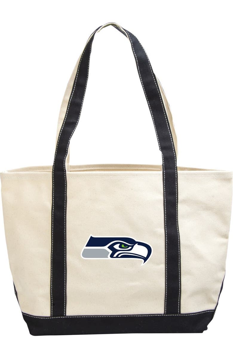 LOGO BRANDS Seattle Seahawks Canvas Tote Bag, Main, color, Cream