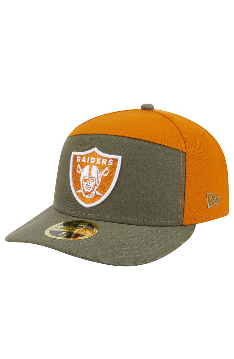 New Era Men's New Era Olive/Brown Las Vegas Raiders Two-Tone Color Pack Split Panel 59FIFTY Fitted Hat, Main, color, Olive