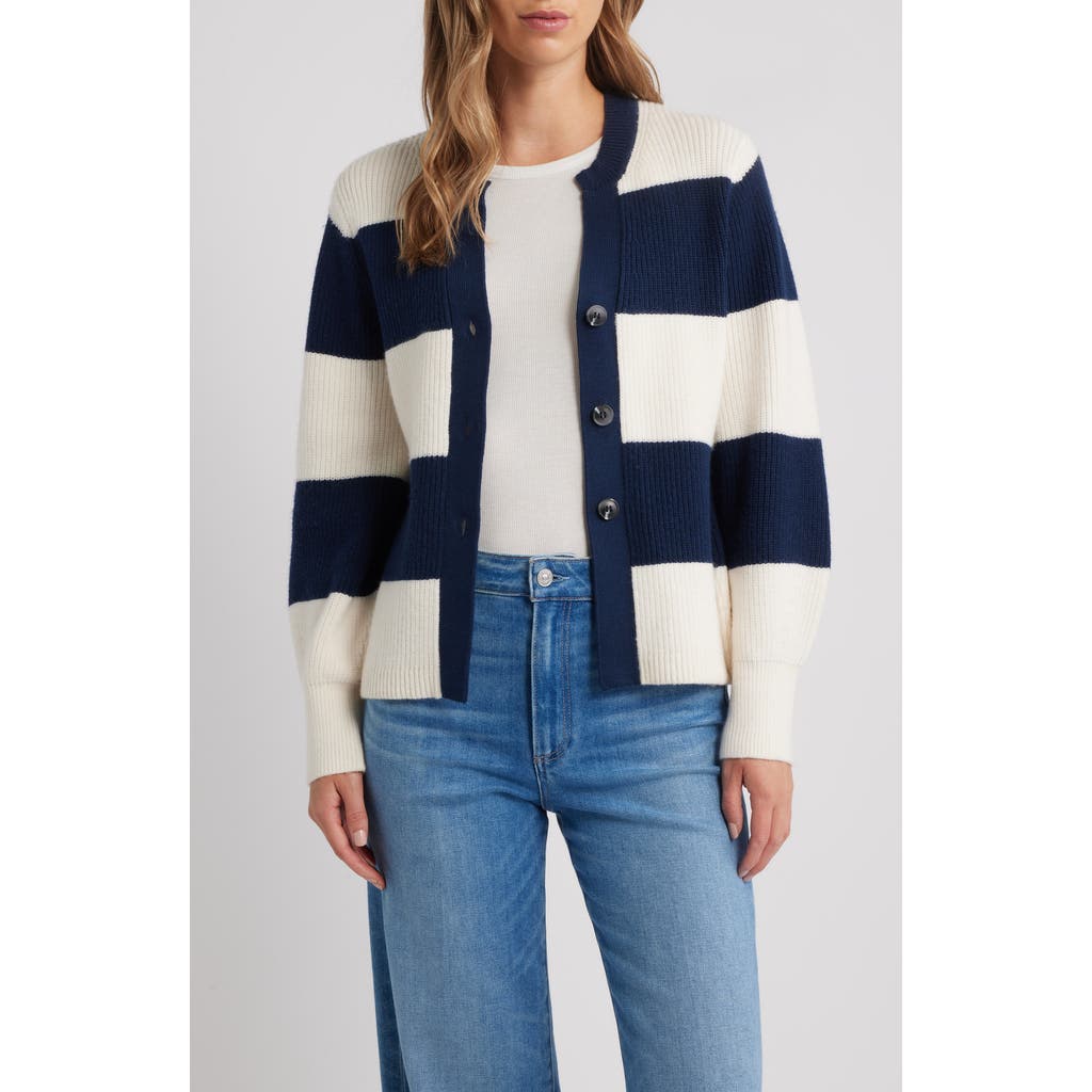 525 Lottie Rugby Stripe Cardigan In Blue