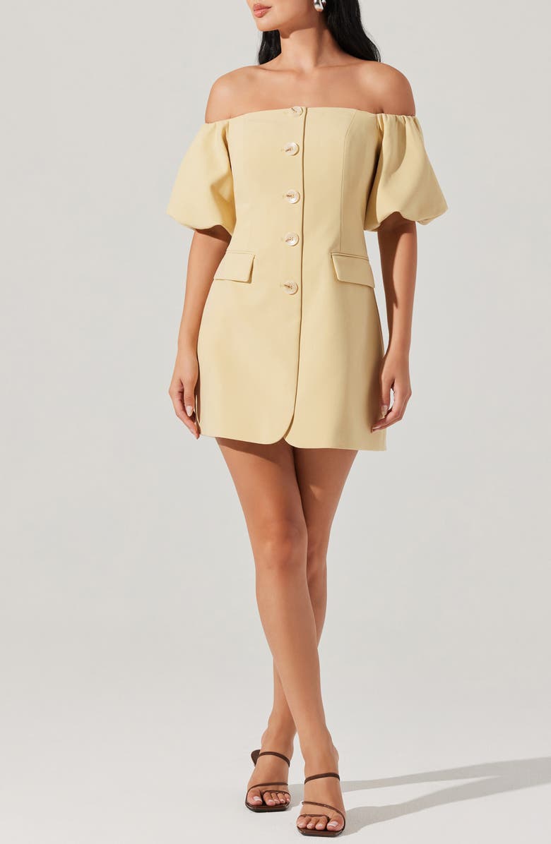 ASTR the Label Biviana Strapless Minidress, Main, color, Butter Yellow