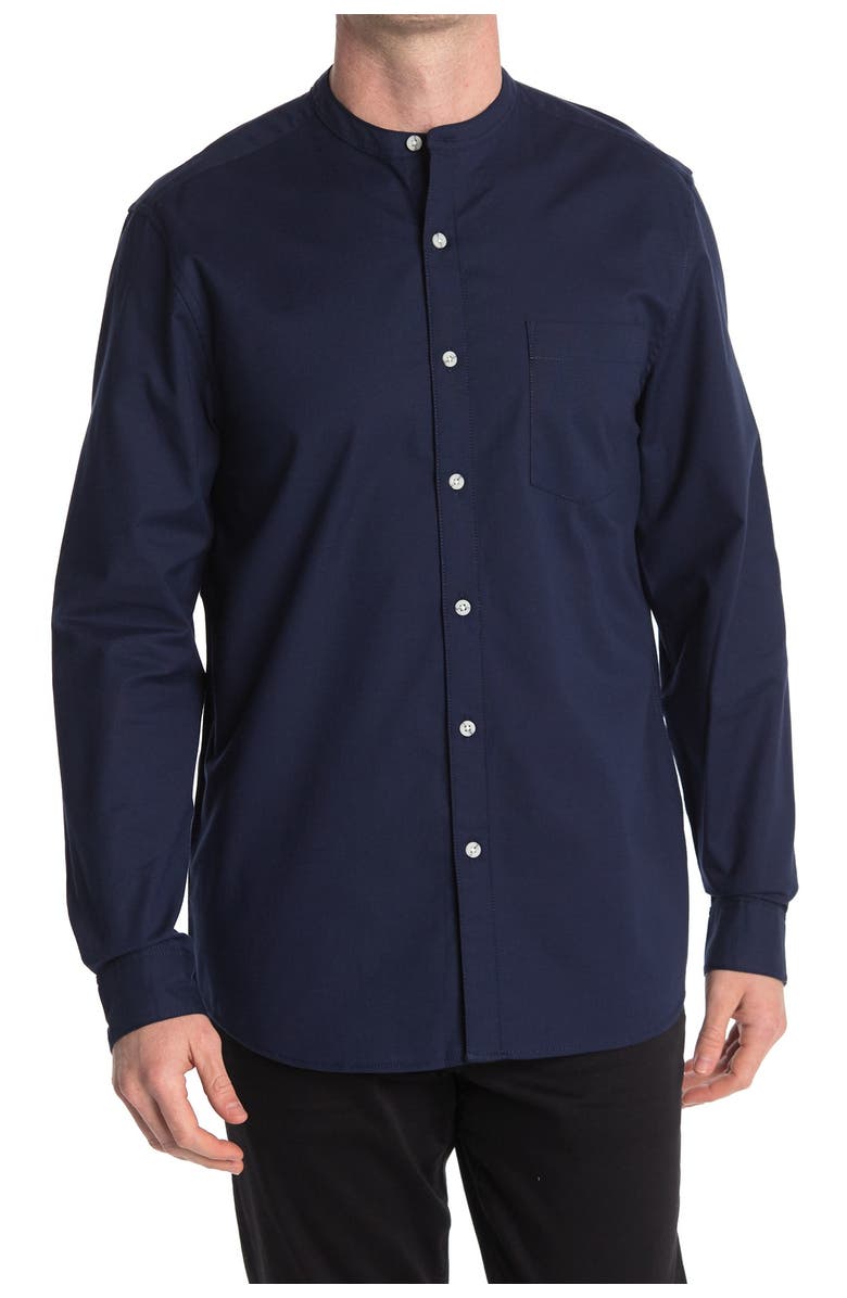 Topman Solid Mandarin Collar Shirt, Main, color,