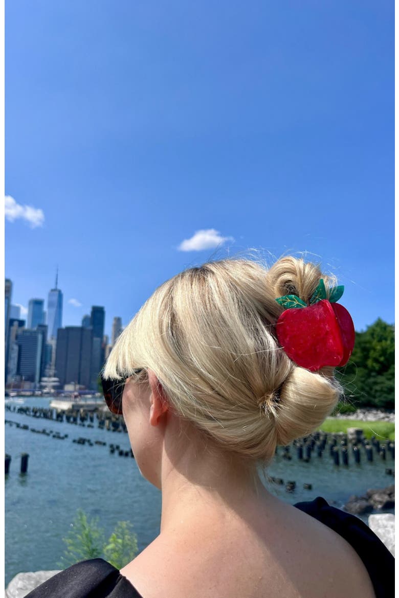 Big Apple Hair Clip, Alternate, color, RED