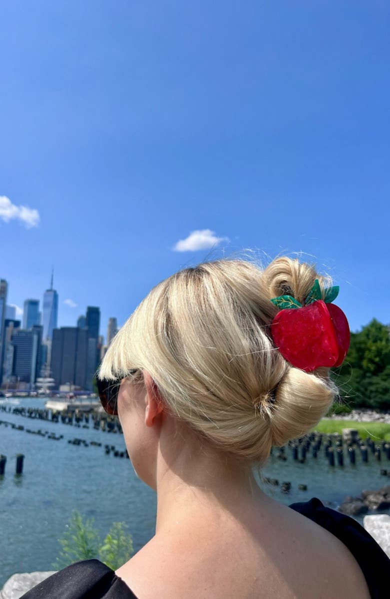 Solar Eclipse Big Apple Hair Clip, Alternate, color, Red