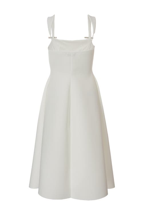 Quiz Scuba Foam Midi Skater Dress With Diamante Bows In White