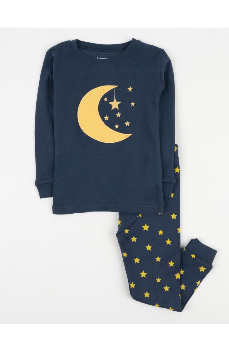 Leveret Kids Cotton Two-Piece Printed Holiday Pajamas, Main, color, Moon & Stars