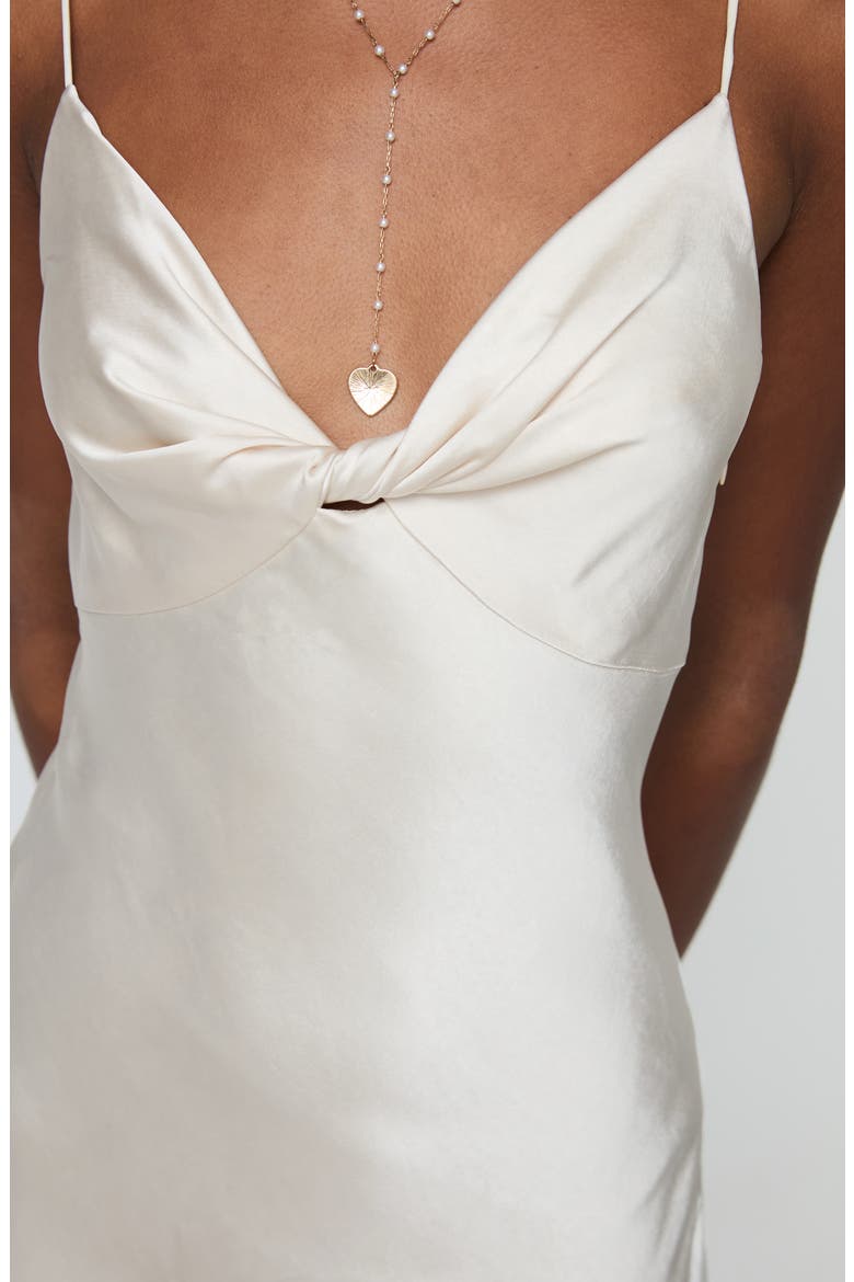 Marilyn Front Twist Satin Mini Slipdress, Alternate, color, CHAMPAGNE