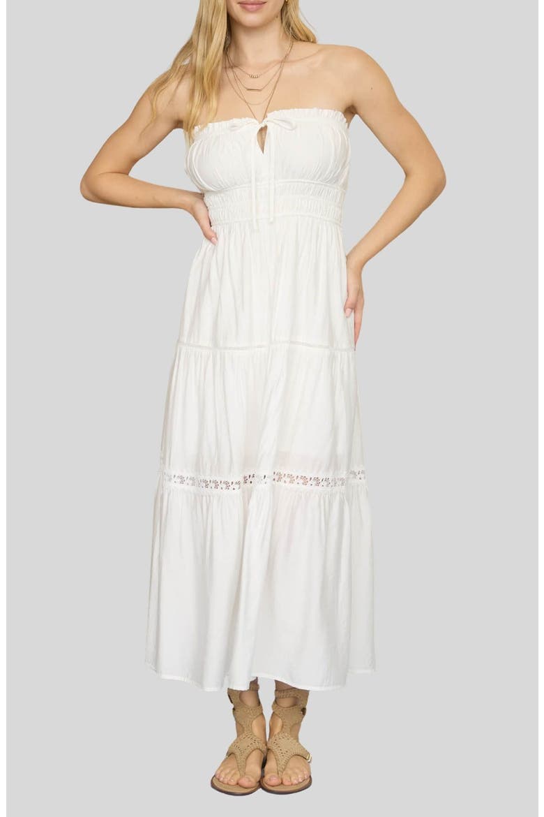 Strapless Midi Dress, Main, color, WHITE